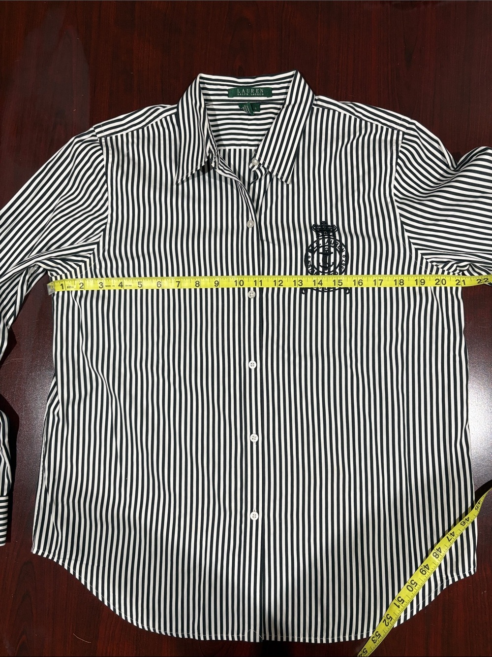 Ralph Lauren  woman Black & White Vertical Stripe Button-Down Shirt - Picture 4 of 4